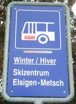 (132'284) - Kander-Reisen-Haltestellenschild - Frutigen, Bahnhof - am 9.