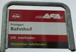 (142'544) - AFA-Haltestellenschild - Frutigen, Bahnhof - am 16.