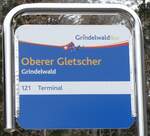 (283'657) - GrindelwaldBus-Haltestellenschild - Grindelwald, Oberer Gletscher - am 2.