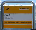(286'344) - PostAuto-Haltestellenschild - Gsteigwiler, Dorf - am 24. April 2026