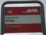 (138'454) - AFA-Haltestellenschild - Kandergrund, Bifige - am 6.
