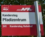 (239'074) - AFA-Haltestellenschild - Kandersteg, Pfadizentrum - am 16.