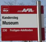 (281'939) - AFA-Haltestellenschild - Kandersteg, Museum - am 31.