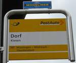 (203'648) - PostAuto-Haltestellenschild - Kiesen, Dorf - am 14.