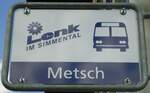 (146'324) - AFA-Haltestellenschild - Lenk, Metsch - am 17.