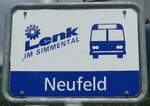 (153'485) - AFA-Haltestellenschild - Lenk, Neufeld - am 27.