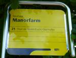 (151'843) - STI-Haltestellenschild - Neuhaus, Manorfarm - am 25.