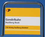 (286'018) - +P-Haltestellenschild - Hasliberg Reuti, Gondelbahn - am 7. April 2026