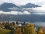(222'590) - Die Spiezer Bucht mit Schloss und Thunersee am 24.