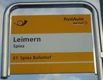 (131'139) - PostAuto-Haltestellenschild - Spiez, Leimern - am 29.