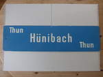 (220'156) - Alte Routentafel  Thun-Hnibach-Thun  vom STI-Trolleybus am 23.