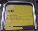 (158'794) - STI-Haltestellenschild - Thun, Blliz - am 18.