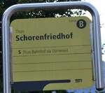 (267'598) - STI-Haltestellenschild - Thun, Schorenfriedhof - am 30. September 2024