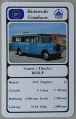 (273'137) - Quartett-Spielkarte mit Saurer / Tscher BOD-P von 1933 am 23.