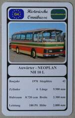 (274'305) - Quartett-Spielkarte mit Auwrter - NEOPLAN NH 10 L von 1970 am 27.