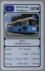 (274'648) - Quartett-Spielkarte mit MAN 750 HO M 11 A von 1967 am 4.