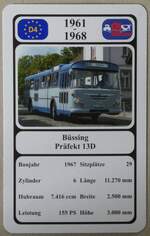 (276'209) - Quartett-Spielkarte mit Bssing Prfekt 13D von 1967 am 2.