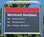 (287'151) - BERNMOBIL-Haltestellenschild - Wichtrach, Dorfplatz - am 22. Mai 2026