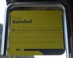 (170'392) - STI-Haltestellenschild - Wimmis, Bahnhof - am 7.