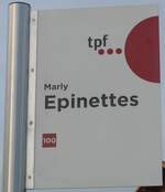 (186'690) - tpf-Haltestellenschild - Marly, Epinettes - am 27.