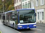 (256'611) - Domo, Glattbrugg - Nr. 7/SG 490'802 - Mercedes (ex VBZ Zrich Nr. 187; ex VZO Grningen Nr. 108) am 31. Oktober 2023 beim Bahnhof Schwanden