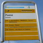 (180'517) - PostAuto-Haltestellenschild - Grono, Paese - am 23.