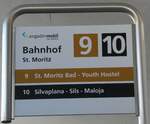 (233'665) - engadin mobil-Haltestellenschild - St. Moritz, Bahnhof - am 10. Mrz 2022