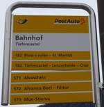 (168'227) - PostAuto-Haltestellenschild - Tiefencastel, Bahnhof - am 2.