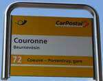 (203'713) - PostAuto-Haltestellenschild - Beurnevsin, Couronne - am 15. April 2019