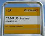 (154'549) - PostAuto-Haltestellenschild - Oberkirch LU, CAMPUS Sursee - am 30.