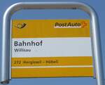 (184'495) - PostAuto-Haltestellenschild - Willisau, Bahnhof - am 26.