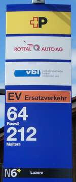 (280'973) - +P/ROTTAL AUTO AG/vbl-Haltestellenschild - Wolhusen, Bahnhof - am 4.