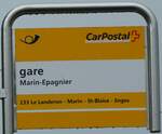 (256'176) - PostAuto-Haltestellenschild - Marin-Epagnier, gare - am 19.