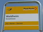 (180'726) - PostAuto-Haltestellenschild - Ennetmoos, Waldheim - am 24. Mai 2017