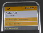 (186'828) - PostAuto-Haltestellenschild - Stansstad, Bahnhof - am 9.