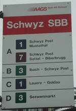 (148'151) - AAGS-Haltestellenschild - Schwyz, SBB - am 23.