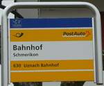 (242'657) - PostAuto-Haltestellenschild - Schmerikon, Bahnhof - am 13.