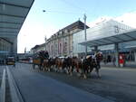 (229'089) - 6-spnniges Bierfuhrwerk am 13. Oktober 2021 beim Bahnhof St. Gallen