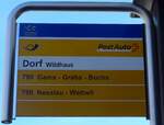 (168'952) - PostAuto-Haltestellenschild - Wildhaus, Dorf - am 27.