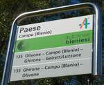 (174'674) - autolinee bleniesi-Haltestellenschild - Campo (Blenio), Paese - am 10.