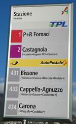 (242'824) - TPL/PostAuto-Haltestellenschild - Paradiso, Stazione - am 16. November 2022