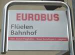 (195'449) - EUROBUS-Haltestellenschild - Flelen, Bahnhof - am 1.