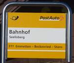 (213'788) - PostAuto-Haltestellenschild - Seelisberg, Bahnhof - am 12.