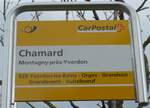 (173'029) - PostAuto-Haltestellenschild - Montagny-prs-Yverdon, Chamard - am 15. Juli 2016