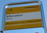 (173'155) - PostAuto-Haltestellenschild - Rances, bifurcation - am 20. Juli 2016