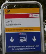 (267'624) - +P/travys-Haltestellenschild - Yverdon-les-Bains, gare - am 1.