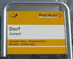 (161'078) - PostAuto-Haltestellenschild - Gampel, Dorf - am 27.