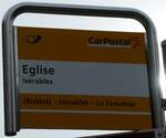 (245'026) - PostAuto-Haltestellenschild - Isrables, Eglise - am 14.