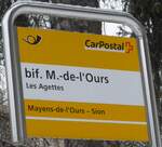 (188'386) - PostAuto-Haltestellenschild - Les Agettes, bif.