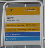 (158'170) - PostAuto/Bus urbain-Haltestellenschild - Monthey-Ville, Gare - am 2.